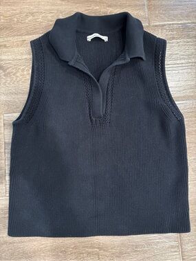 Abercrombie & Fitch Black Women’s M Sleeveless V-Neck Polo Sweater Cotton
